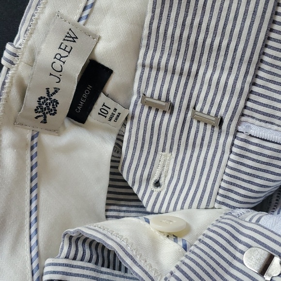 3 PIECE J CREW SET BLAZER+PANT+SKIRT Seersucker/Pin Striped Style, Blue & White - Picture 11 of 17